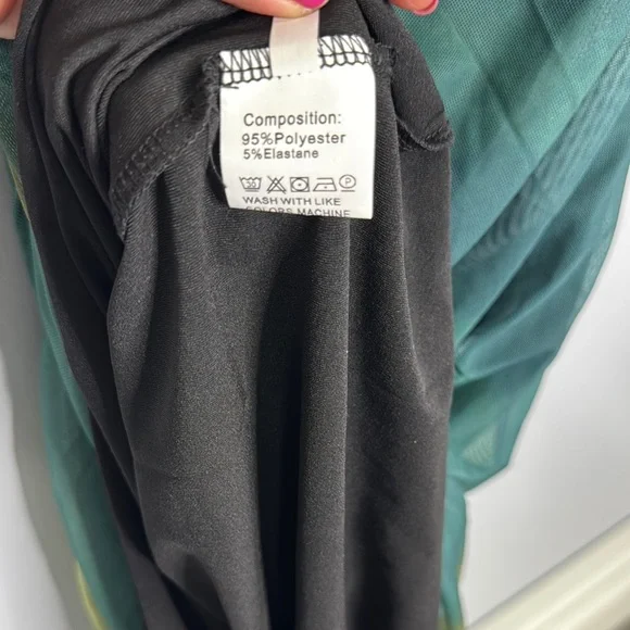 Elegant Teal & Olive Bodycon Long Sleeve Dress Sz S - Picture 7 of 7